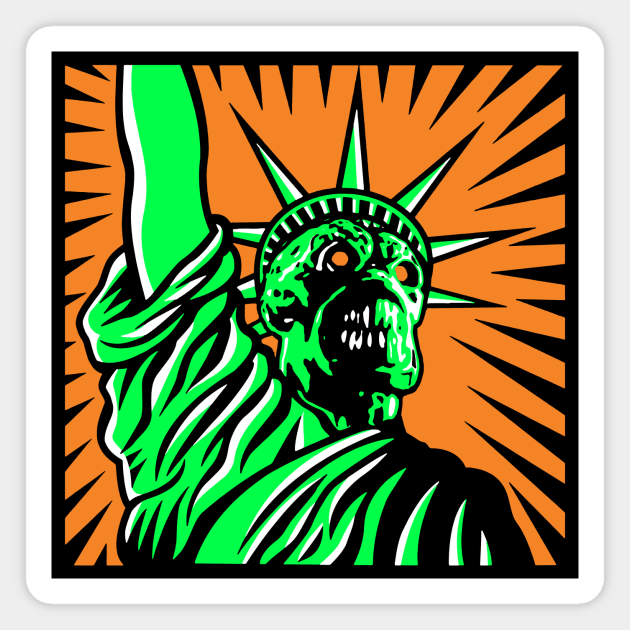 Martian Liberty neon colors orange/green Magnet by Uwantmytees